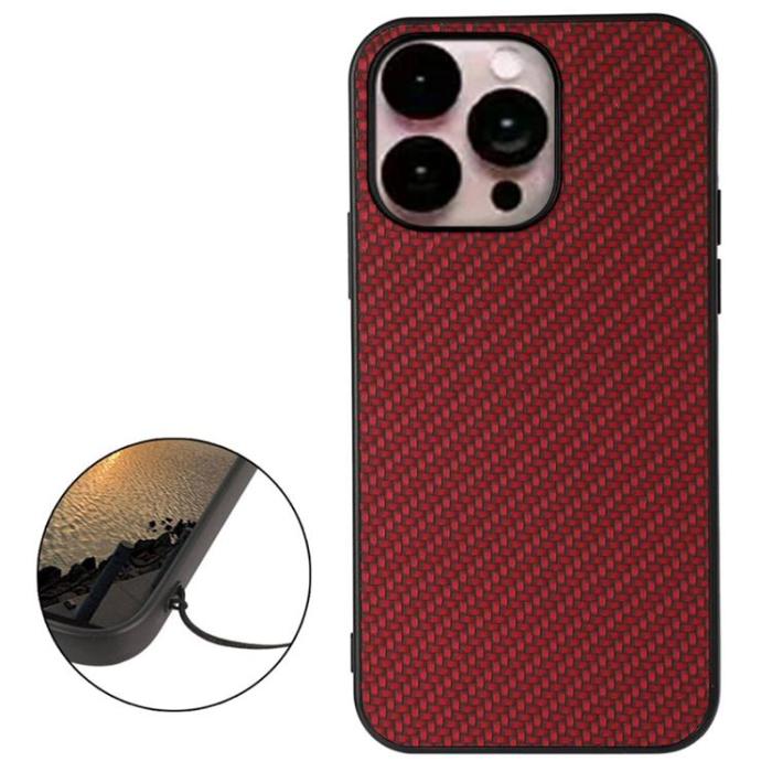 OEM - iPhone 14 Pro Max Skal Carbon Fiber - Röd