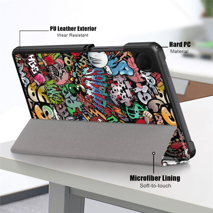 A-One Brand - Galaxy Tab A9 Fodral Pattern Printing Tri-fold Läder