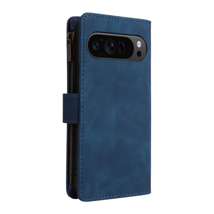 A-One Brand - Google Pixel 9 Pro XL/10 Pro XL Plånboksfodral Zipper med Strap - Blå