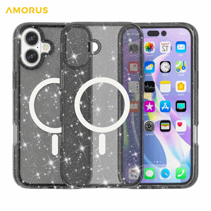 AMORUS - AMORUS iPhone 17 Mobilskal Magsafe Glitter Powder PC + TPU