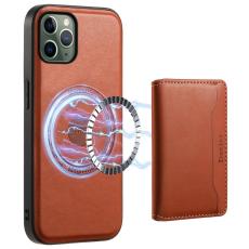 DENIOR - DENIOR Mobilskal till iPhone 11 Pro PU L&auml;der + PC + TPU Kortfack - Brun