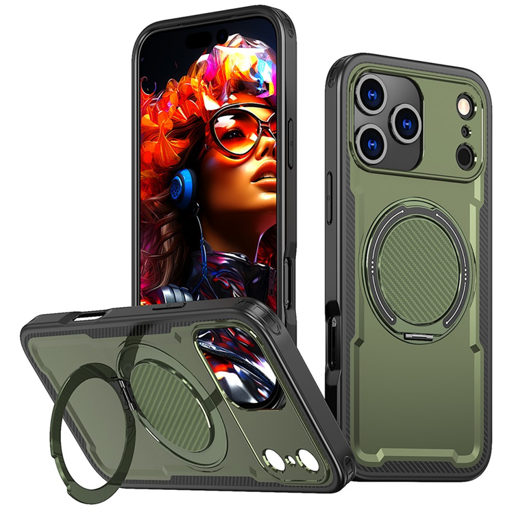 iPhone 17 Pro Mobilskal MagSafe TPU+PC Kickstand - Olivgrön | 2353 | AlltMobil