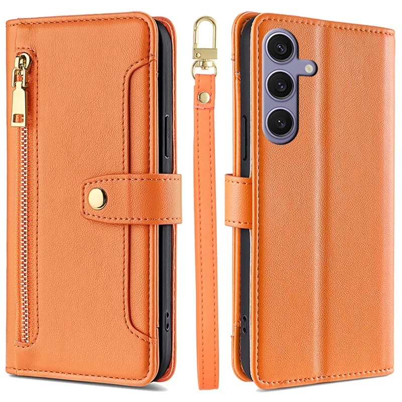 Galaxy S24 Plus Konstläder Plånboksfodral med 2 Rem - Orange (Orange) | 2353 | AlltMobil