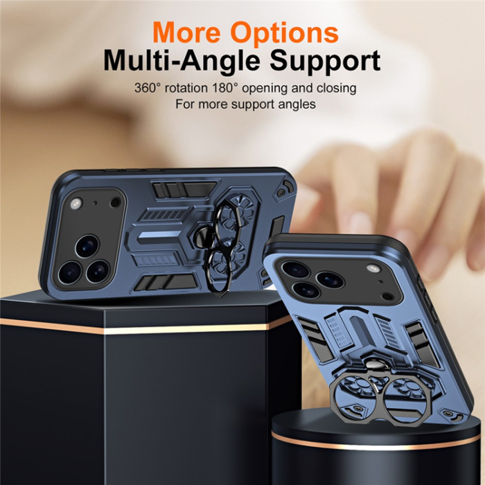 A-One Brand - iPhone 17 Pro Max Mobilskal Ringhållare Kickstand - Blå