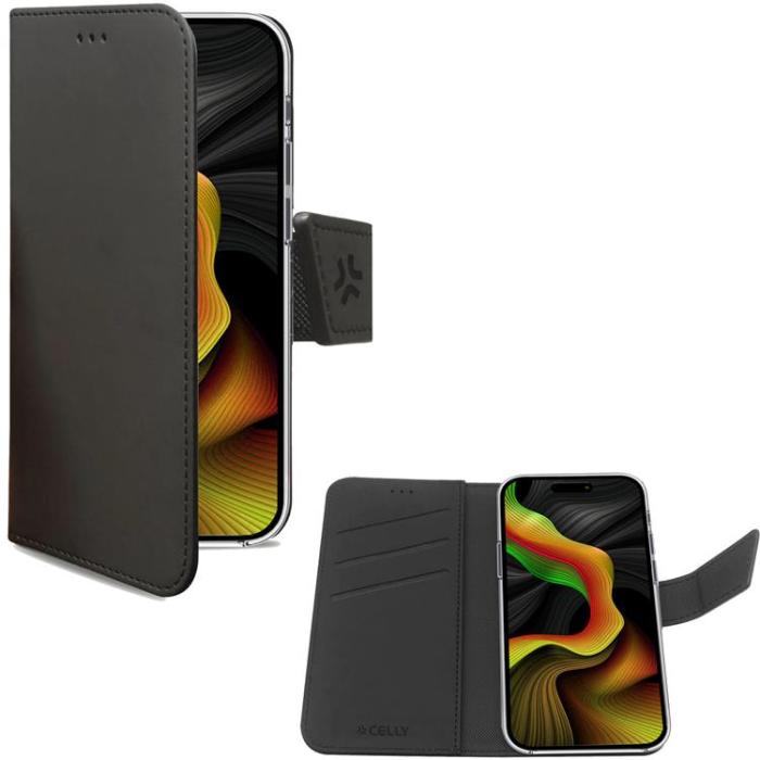 Celly - Celly iPhone 15 Pro Max Plånboksfodral Wally - Svart