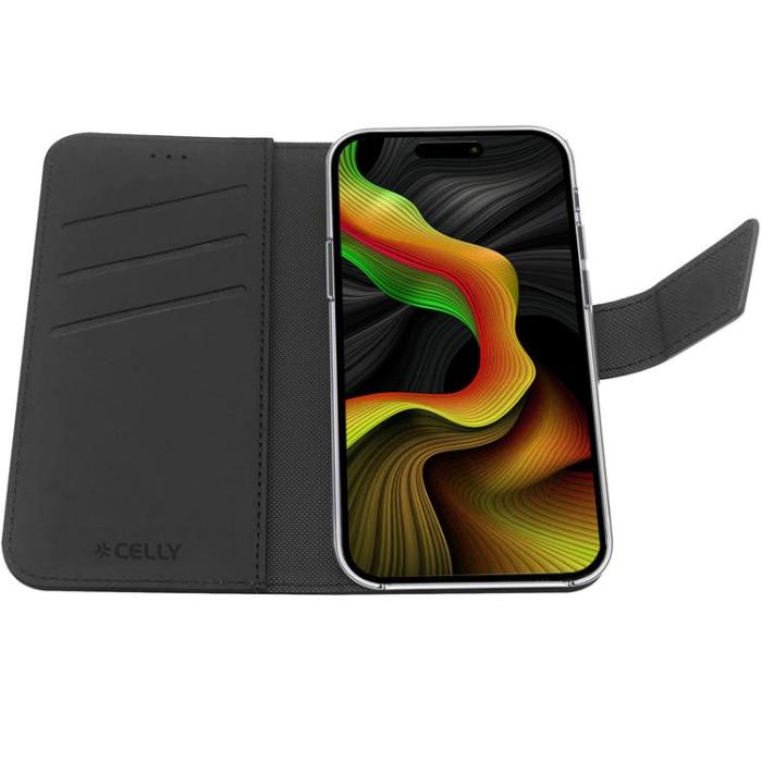 Celly - Celly iPhone 15 Pro Max Plånboksfodral Wally - Svart