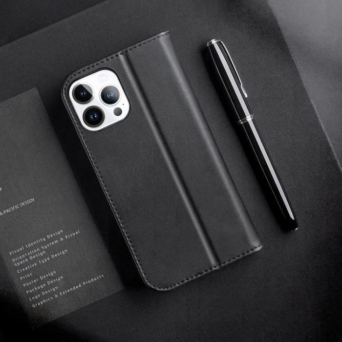Dux Ducis - Dux Ducis iPhone 14 Pro Max Plånboksfodral Äkta Läder Hivo Flip - Svart