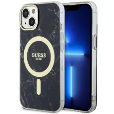 Guess - Guess Mobilskal till iPhone 14 MagSafe Marble - Svart