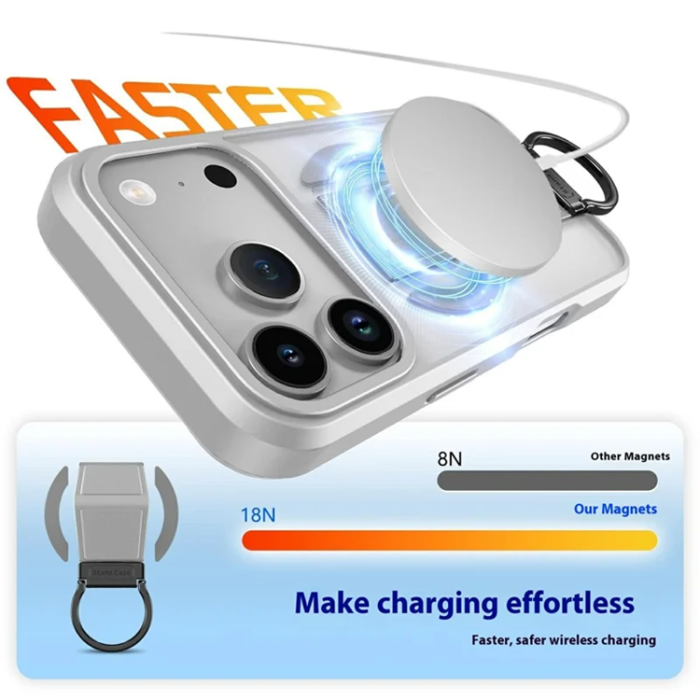 A-One Brand - iPhone 17 Pro Mobilskal Magsafe Metal D-Ring Kickstand - Grå