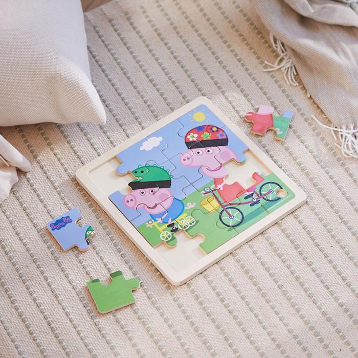 Peppa Pig - PEPPA PIG Puzzle Wooden Bicycling 16pcs