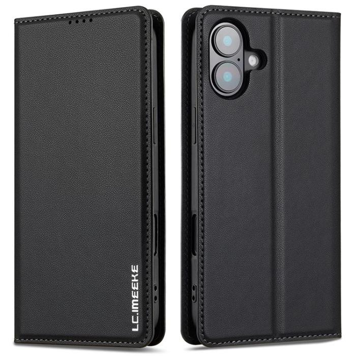 LC.imeeke - LC.IMEEKE iPhone 17 Plånboksfodral PU Läder - Svart