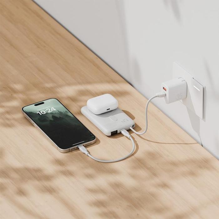 ENERGEA - Bazic Fusion MagSafe PowerBank 10000mAh med USB-C Kabel - Grå