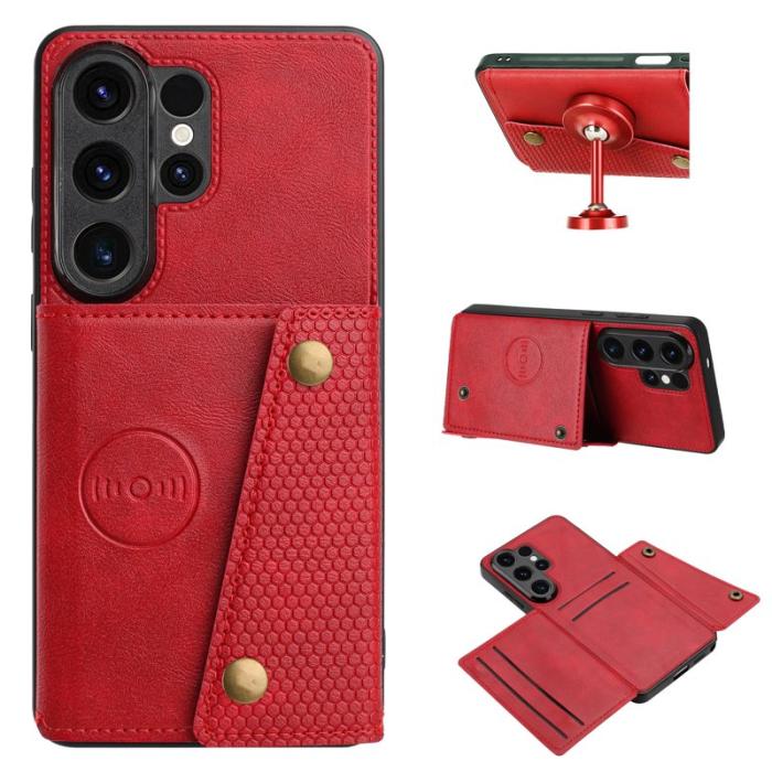 OEM - Mobilfodral för Samsung Galaxy S26 Ultra Kickstand med kortfack - Röd