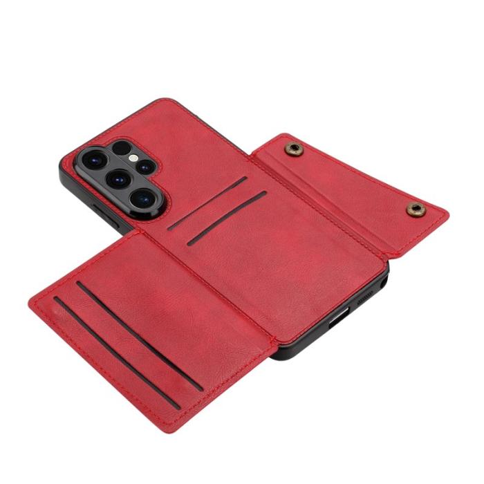 OEM - Mobilfodral för Samsung Galaxy S26 Ultra Kickstand med kortfack - Röd