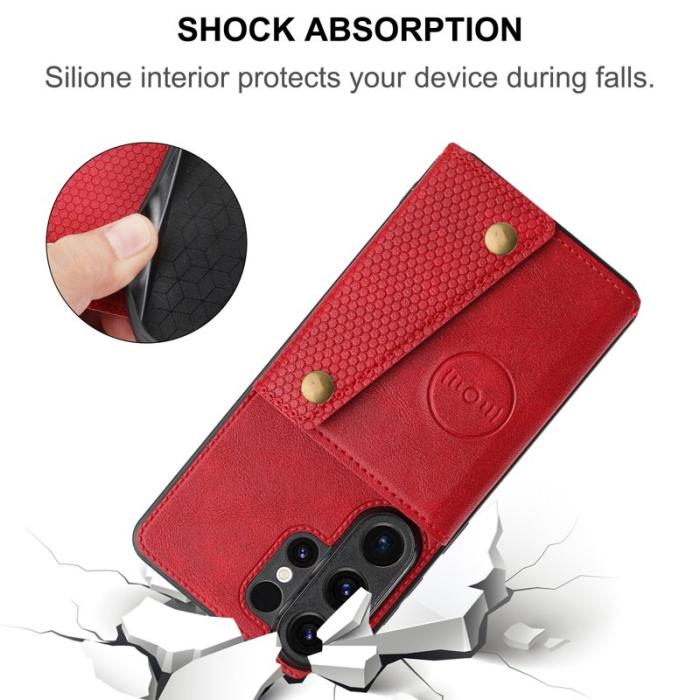 OEM - Mobilfodral för Samsung Galaxy S26 Ultra Kickstand med kortfack - Röd