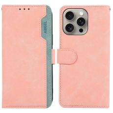 ABEEL - ABEEL iPhone 13 Pro Case RFID-Skydd Pl&aring;nboksfodral Konstl&auml;der - Rosa
