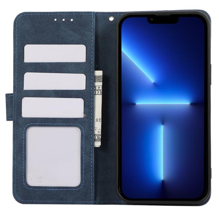 ABEEL - ABEEL iPhone 13 Pro Case RFID-Skydd Plånboksfodral Konstläder Blå