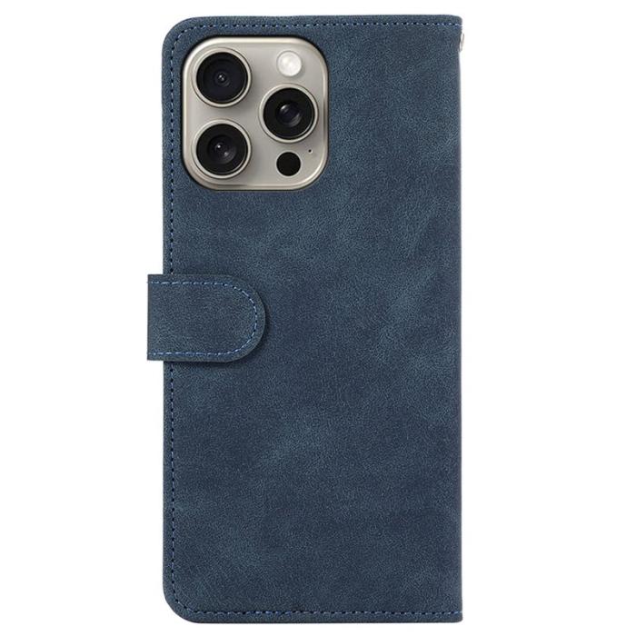 ABEEL - ABEEL iPhone 13 Pro Case RFID-Skydd Plånboksfodral Konstläder Blå