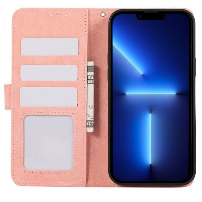 ABEEL - ABEEL iPhone 13 Pro Case RFID-Skydd Plånboksfodral Konstläder - Rosa