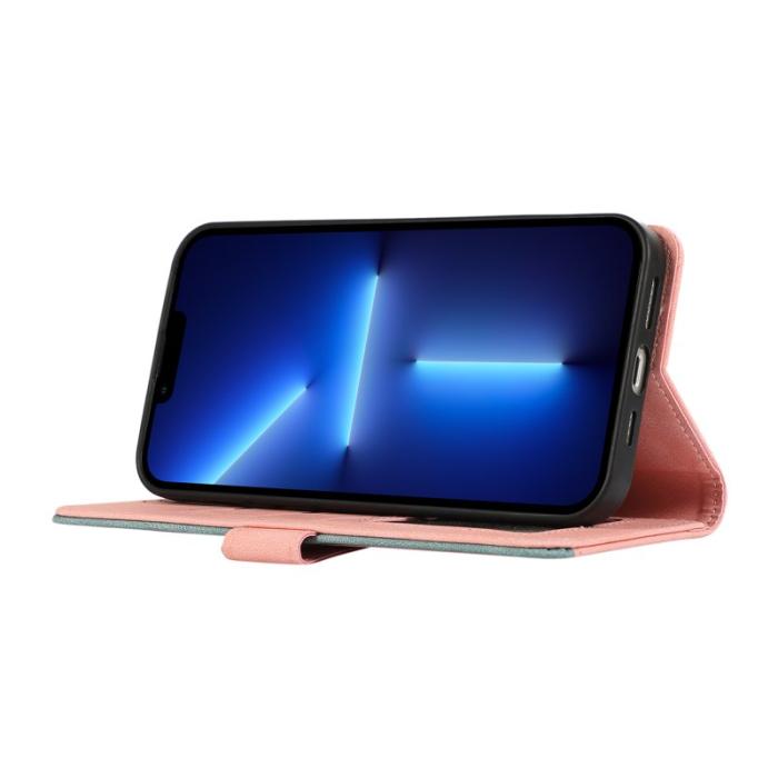 ABEEL - ABEEL iPhone 13 Pro Case RFID-Skydd Plånboksfodral Konstläder - Rosa