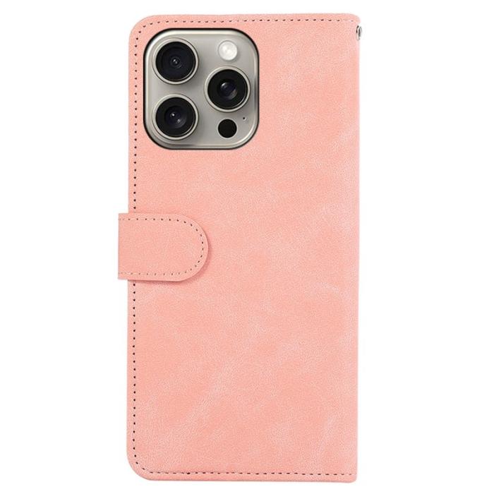 ABEEL - ABEEL iPhone 13 Pro Case RFID-Skydd Plånboksfodral Konstläder - Rosa