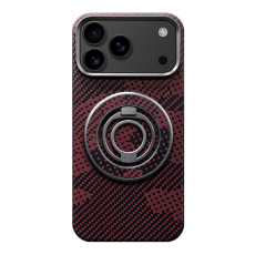 A-One Brand - iPhone 17 Pro Max Mobilskal MagSafe Kevlar Metal Ring - Camouflage Röd