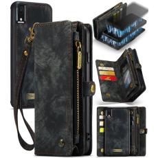 Caseme - CASEME 008 Series iPhone XR Pl&aring;nboksfodral 2-i-1 Vintage Konstl&auml;der Svart