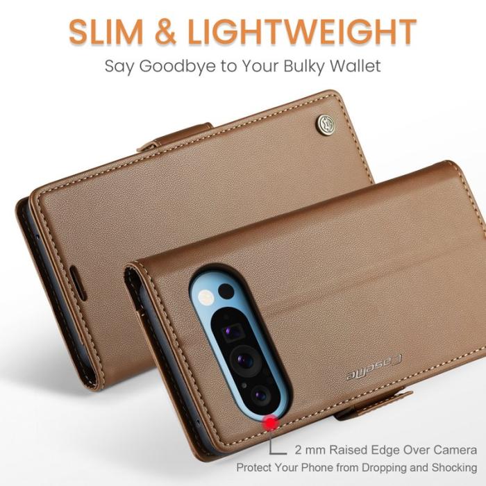 Caseme - CASEME Plånboksfodral Konstläder för Google Pixel 9 Pro XL - Brun