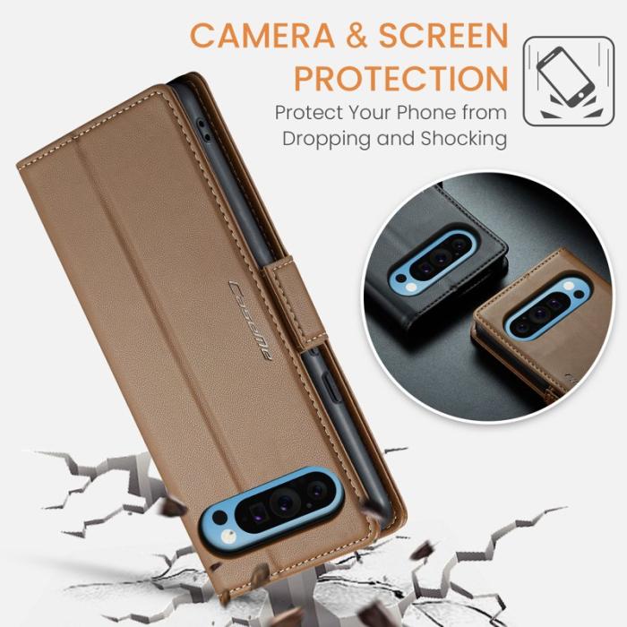 Caseme - CASEME Plånboksfodral Konstläder för Google Pixel 9 Pro XL - Brun
