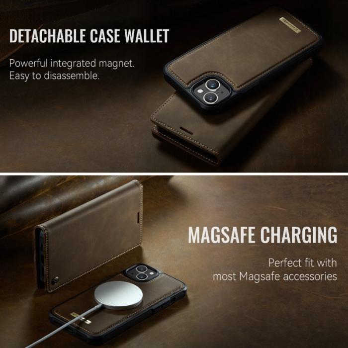 Caseme - CASEME C49 iPhone 13 Fodral MagSafe KonstLäder RFID-Skydd Kaffe