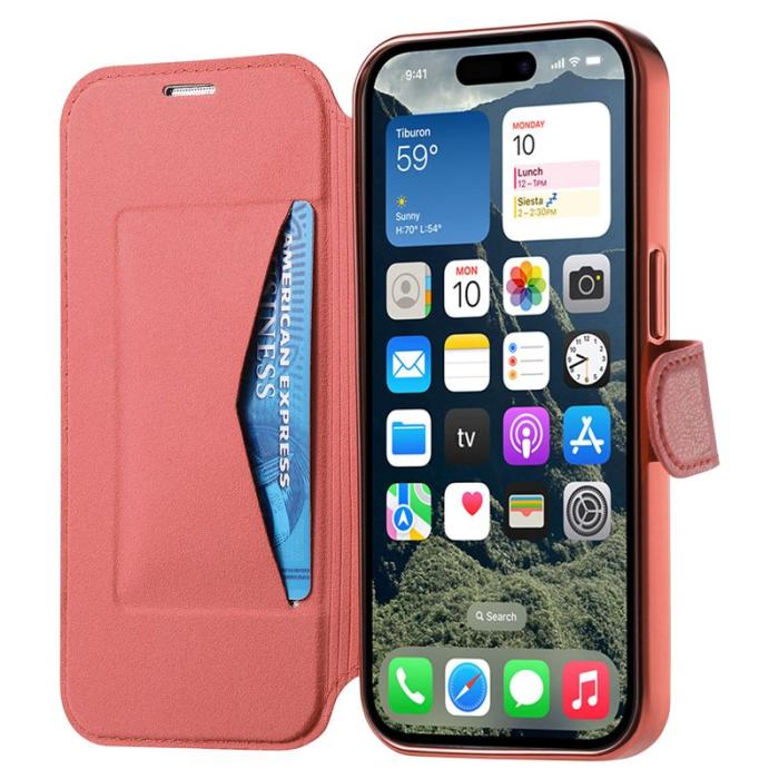 CASENEO - CASENEO Mobilskal till iPhone 16 Plus TPU Inre Avtagbart Läder - Röd