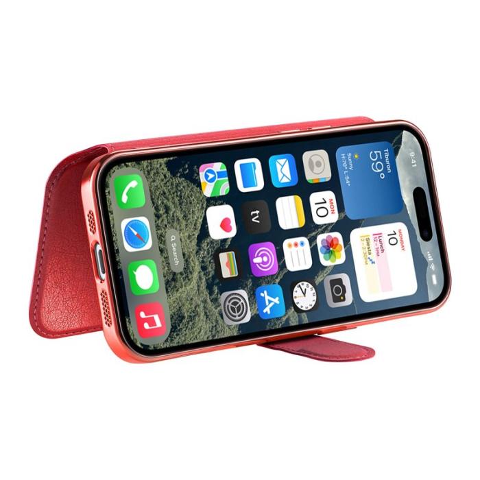 CASENEO - CASENEO Mobilskal till iPhone 16 Plus TPU Inre Avtagbart Läder - Röd