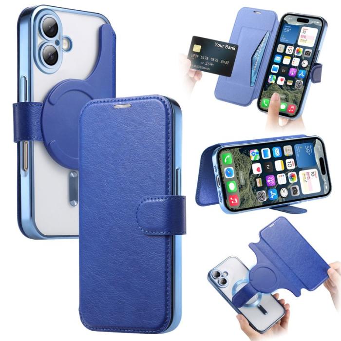 CASENEO - CASENEO iPhone 16 Plus Fodral TPU och Konstläder - Blå