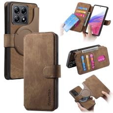 CASENEO - CASENEO Xiaomi 14T Pl&aring;nboksfodral - Avtagbart Pl&aring;nboksfodral Konstl&auml;der - Brun