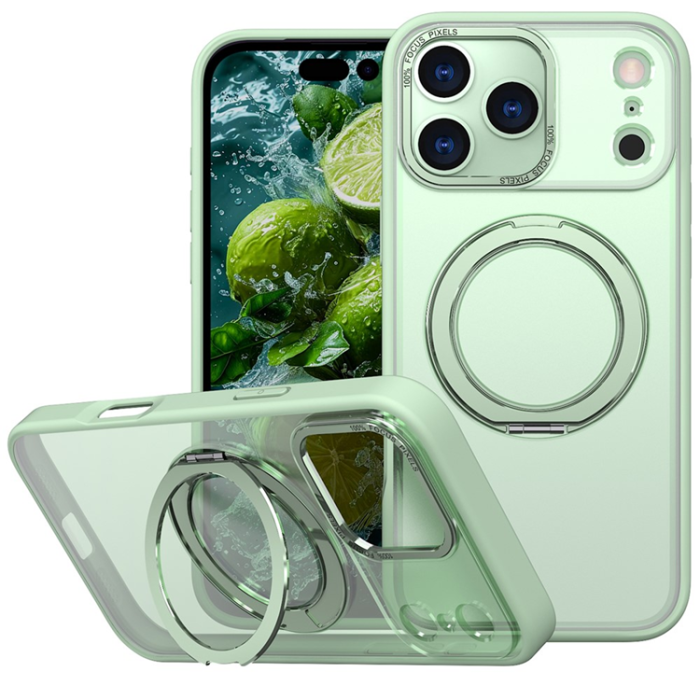 A-One Brand - iPhone 17 Pro Mobilskal Ring Kickstand TPU PC - Grön