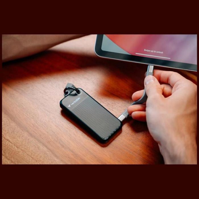 Verbatim - Verbatim Extern hårddisk Pocket SSD 256GB USB-C 3.2 Gen 2 - Svart/Grå