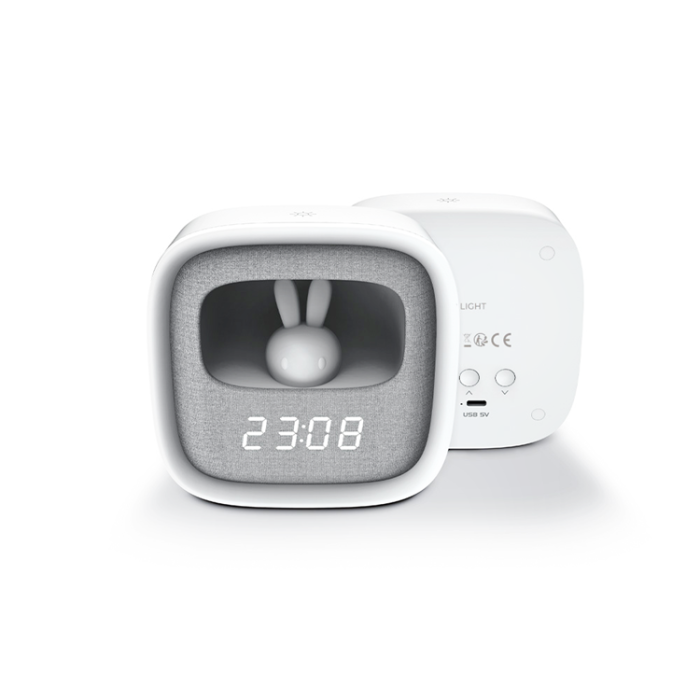 Forever Light - Forever Light Väckarklocka med LED Bunny Nattlampa AURORA PURE - Vit