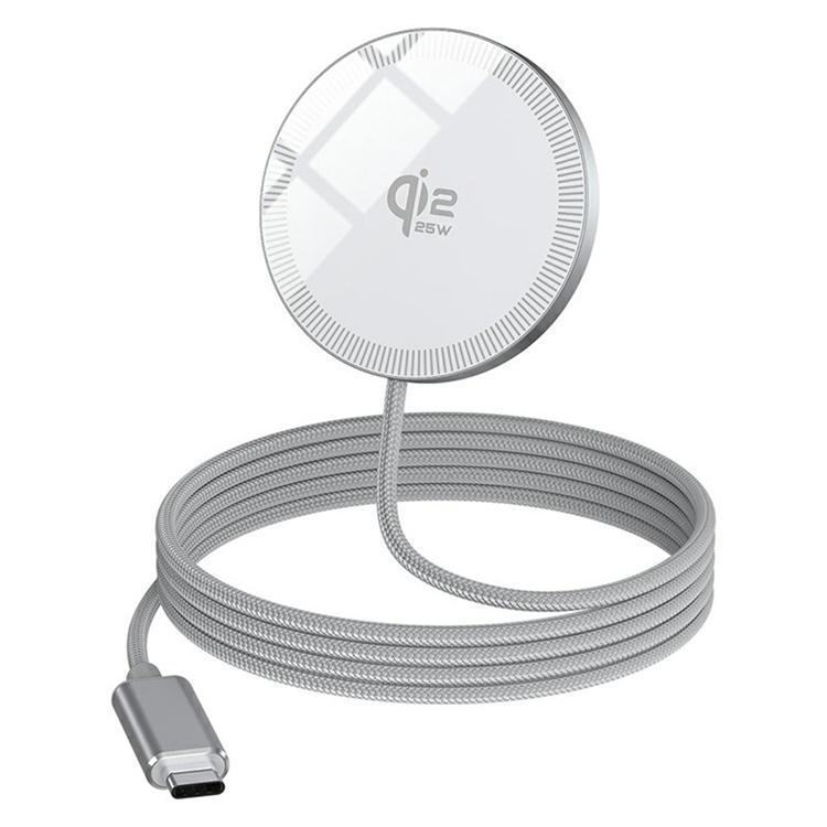 Qi2 MagSafe Trådlös Laddare iPhone 25W Snabbladdningsplatta Q12 - Vit | 505295 | AlltMobil