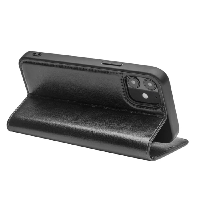 QIALINO - QIALINO iPhone 12 / 12 Pro Plånboksfodral Äkta läder - Svart