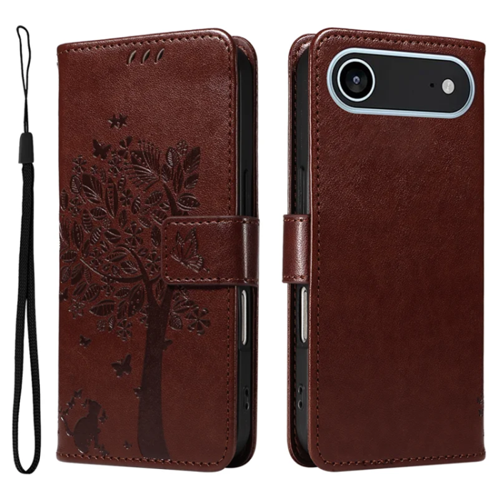 A-One Brand - iPhone 17 Air Plånboksfodral Tree Pattern - Coffee