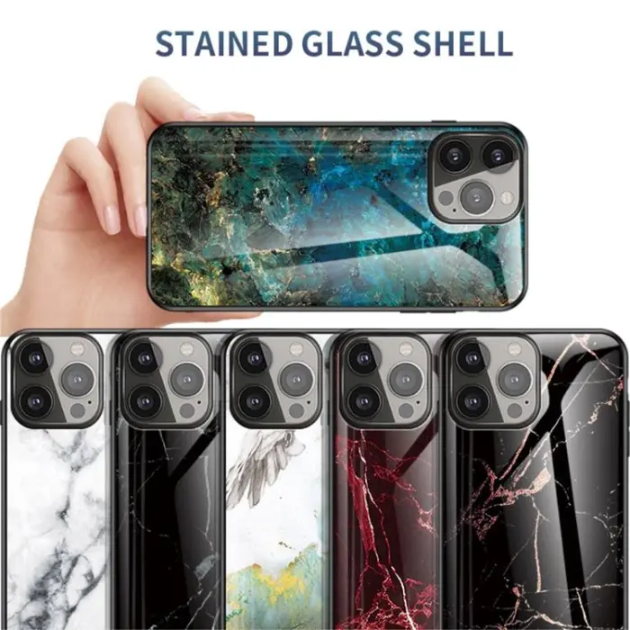 OEM - Anti-Scratch Härdat Glas Skärmskydd iPhone 13 Pro - Vit Marble