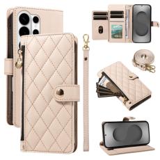 OEM - Rhombus Samsung Galaxy S26 Ultra Fodral &Auml;kta L&auml;der St&auml;ll - Beige