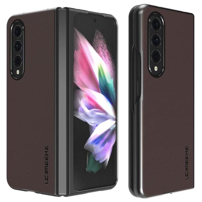 LC.imeeke - LC.IMEEKE Galaxy Z Fold 4 Skal TPU-ram Läder - Brun
