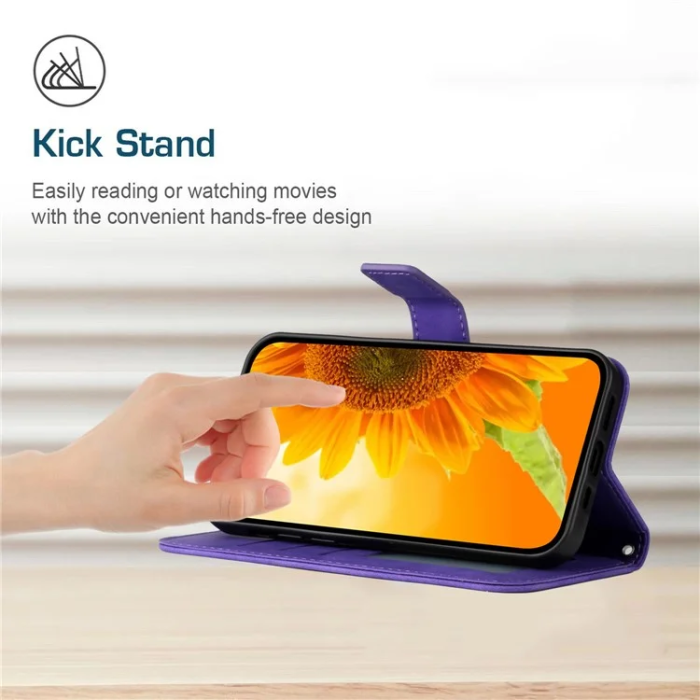 A-One Brand - iPhone 17 Pro Max Plånboksfodral Sunflower Imprint - Mörklila