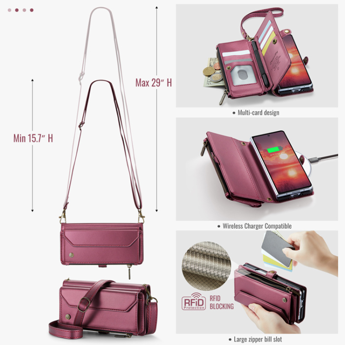 Caseme - CASEME Galaxy Z Fold 7 Plånboksfodral Med Remmar - Röd