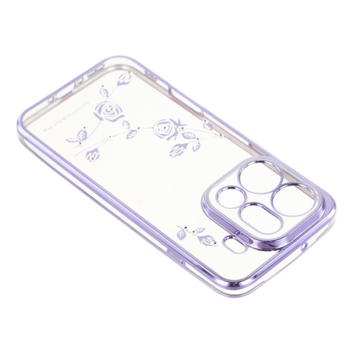KADEM - KADEM Mobilskal till Oppo Find X9 Pro 5G Plast Blommor Rhinestone - Lila
