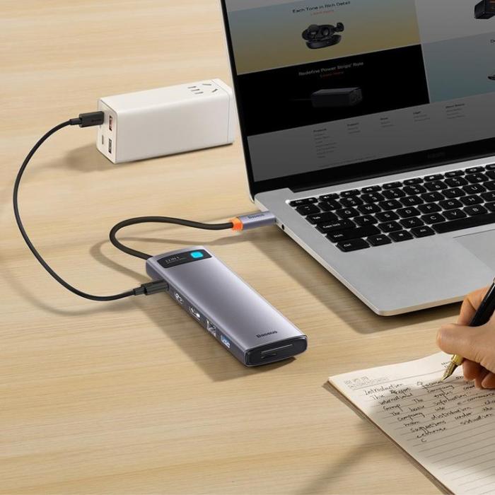 BASEUS - Baseus Metal Gleam Multifunktionell HUB USB Typ-C 12in1 HDMI