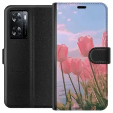 Gustaf - Pl&aring;nboksfodral till OnePlus Nord N20 SE med Rosa Tulpaner