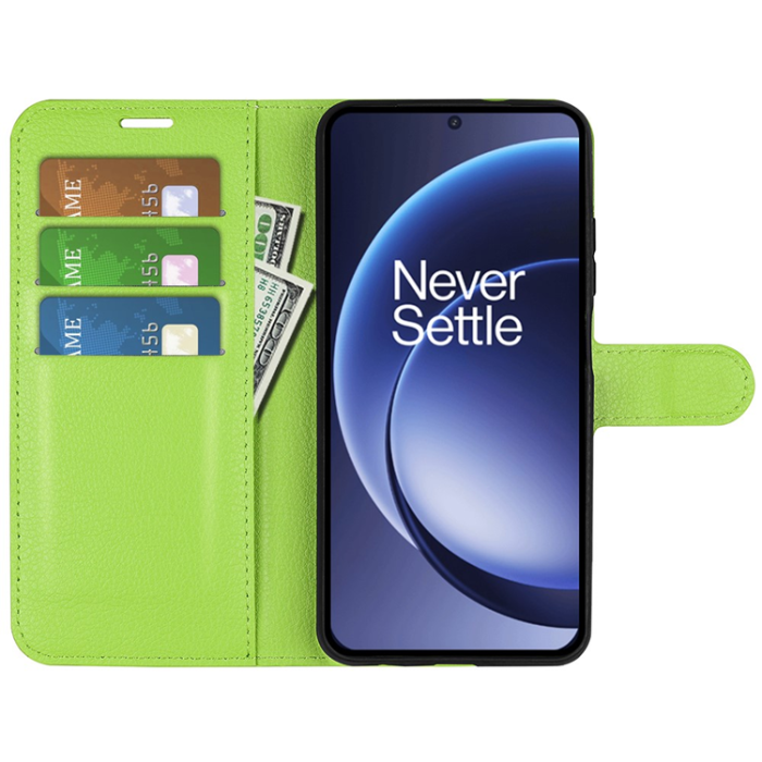 Amorus - AMORUS OnePlus 15 Plånboksfodral Litchi Shockproof - Grön