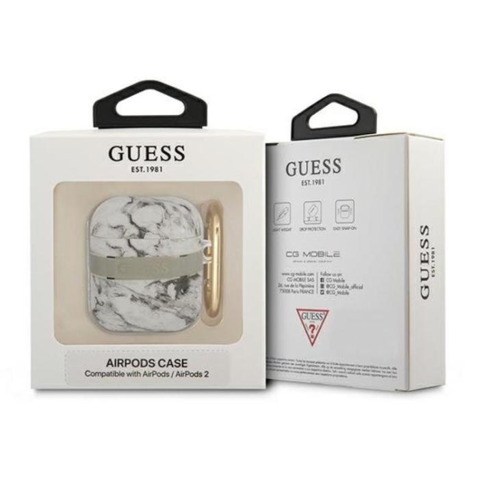 Guess - Guess Airpods Skal Marble Strap Collection - Grå